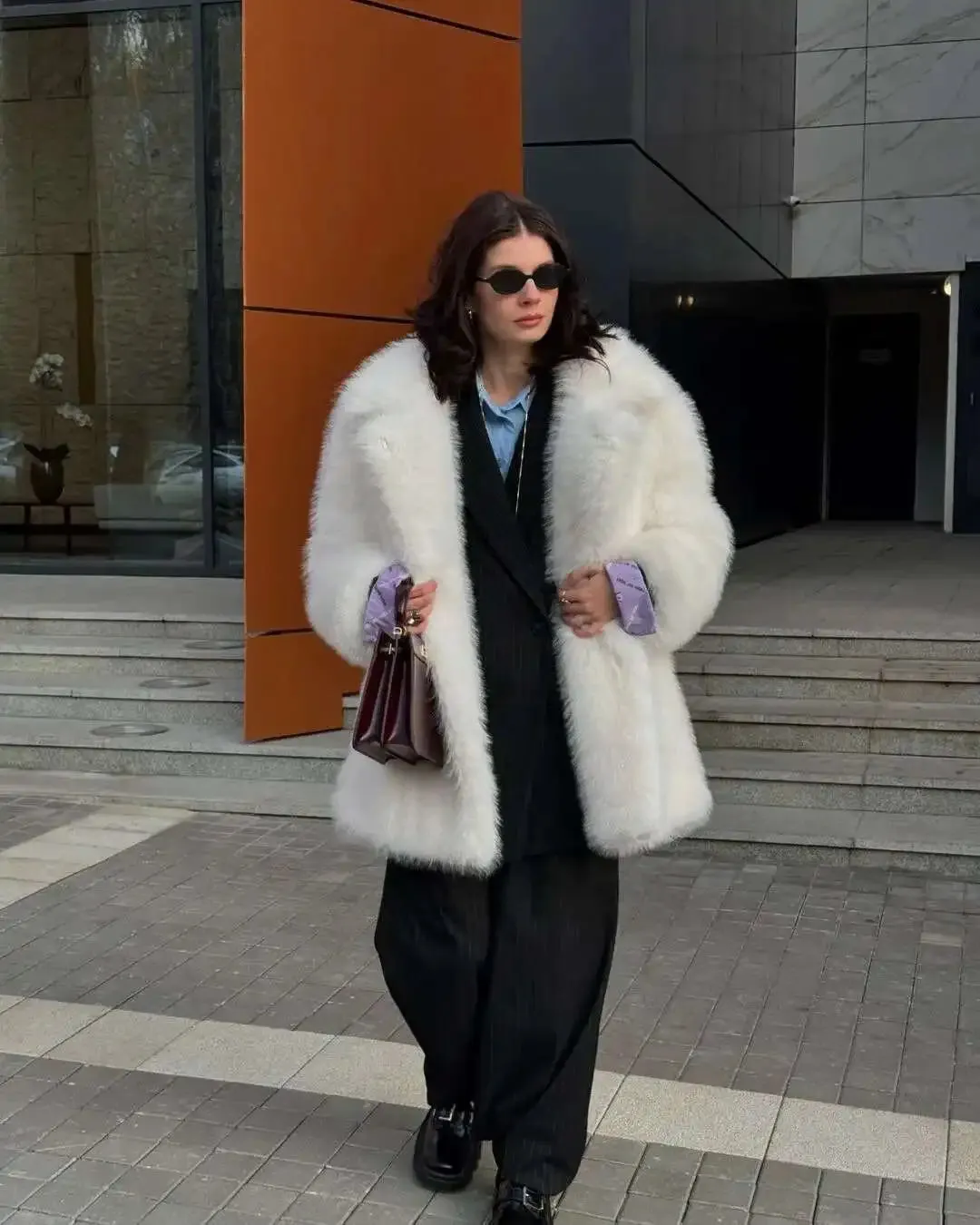LGRQ 2025 New Winter Coat ,fur Pocket Female Top ,thickness Notched Warm Jacket ,female Fashion Outfits Tide WQ1030501L