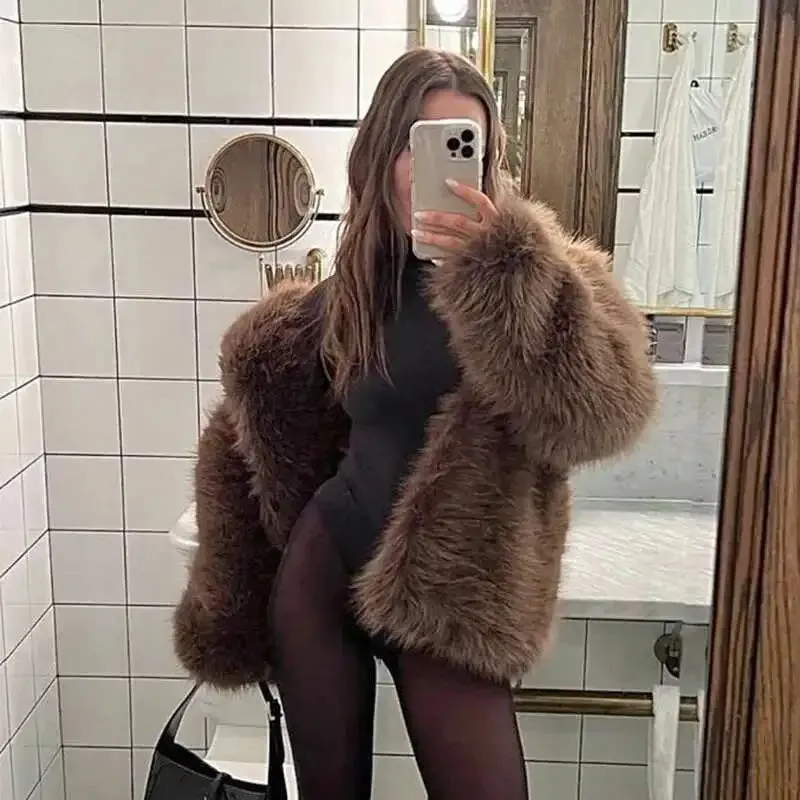 LGRQ 2025 New Winter Coat ,fur Pocket Female Top ,thickness Notched Warm Jacket ,female Fashion Outfits Tide WQ1030501L