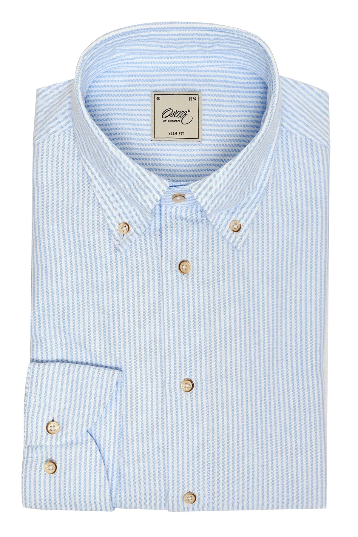 Light blue striped washed oxford regular fit shirt