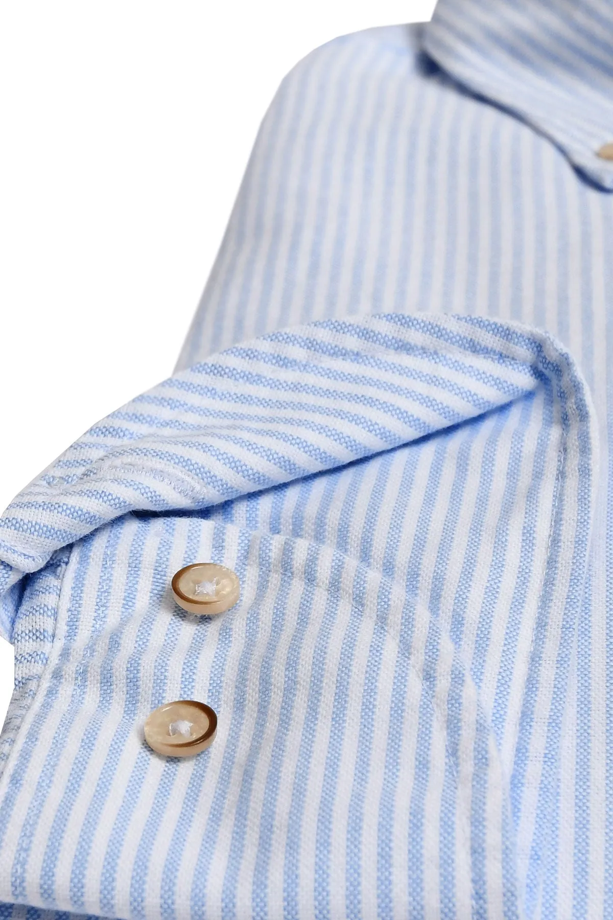 Light blue striped washed oxford regular fit shirt