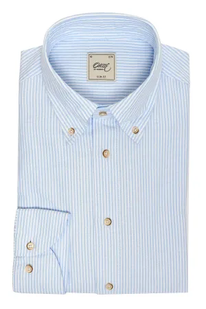 Light blue striped washed oxford regular fit shirt