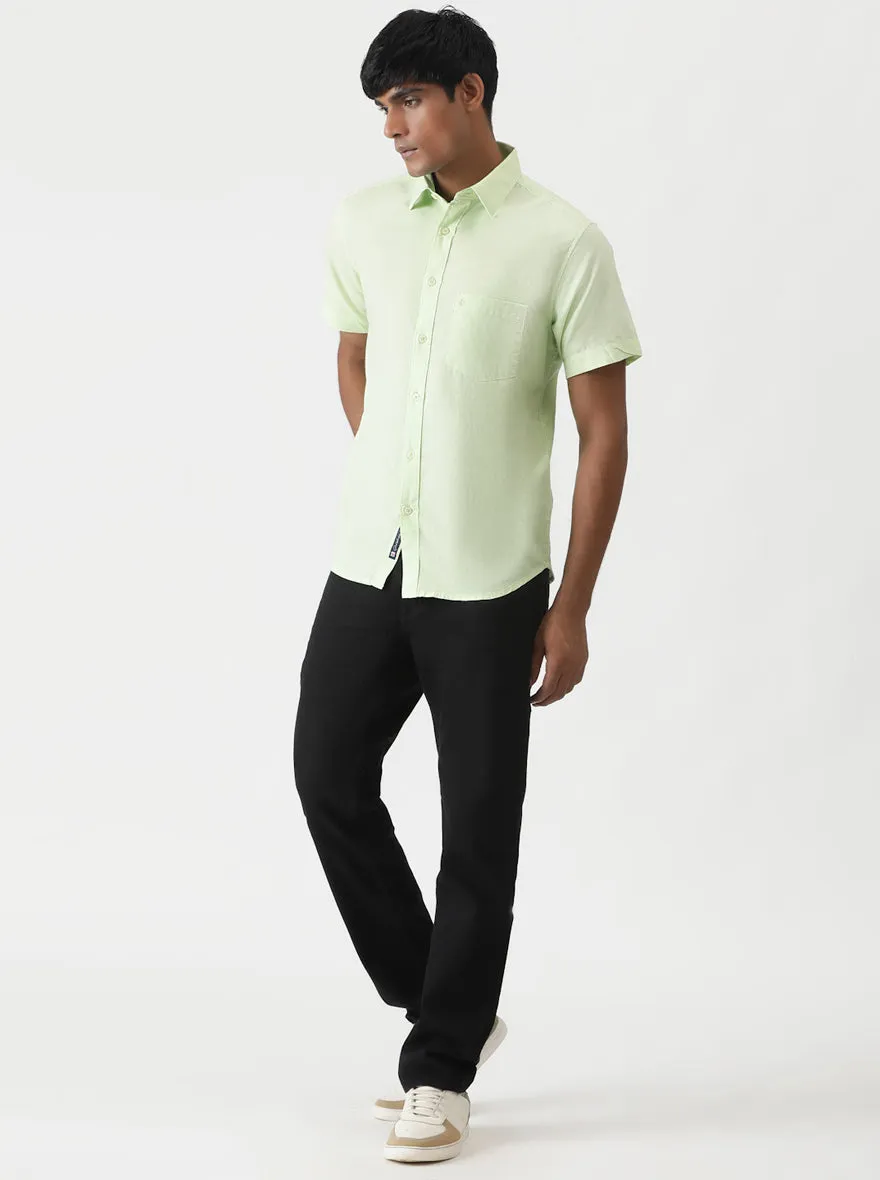 Light Green Solid Slim Fit Casual Shirt | Greenfibre