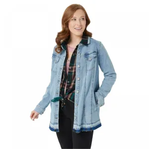 LOGO by Lori Goldstein Button Front Denim Jacket with Released Hem