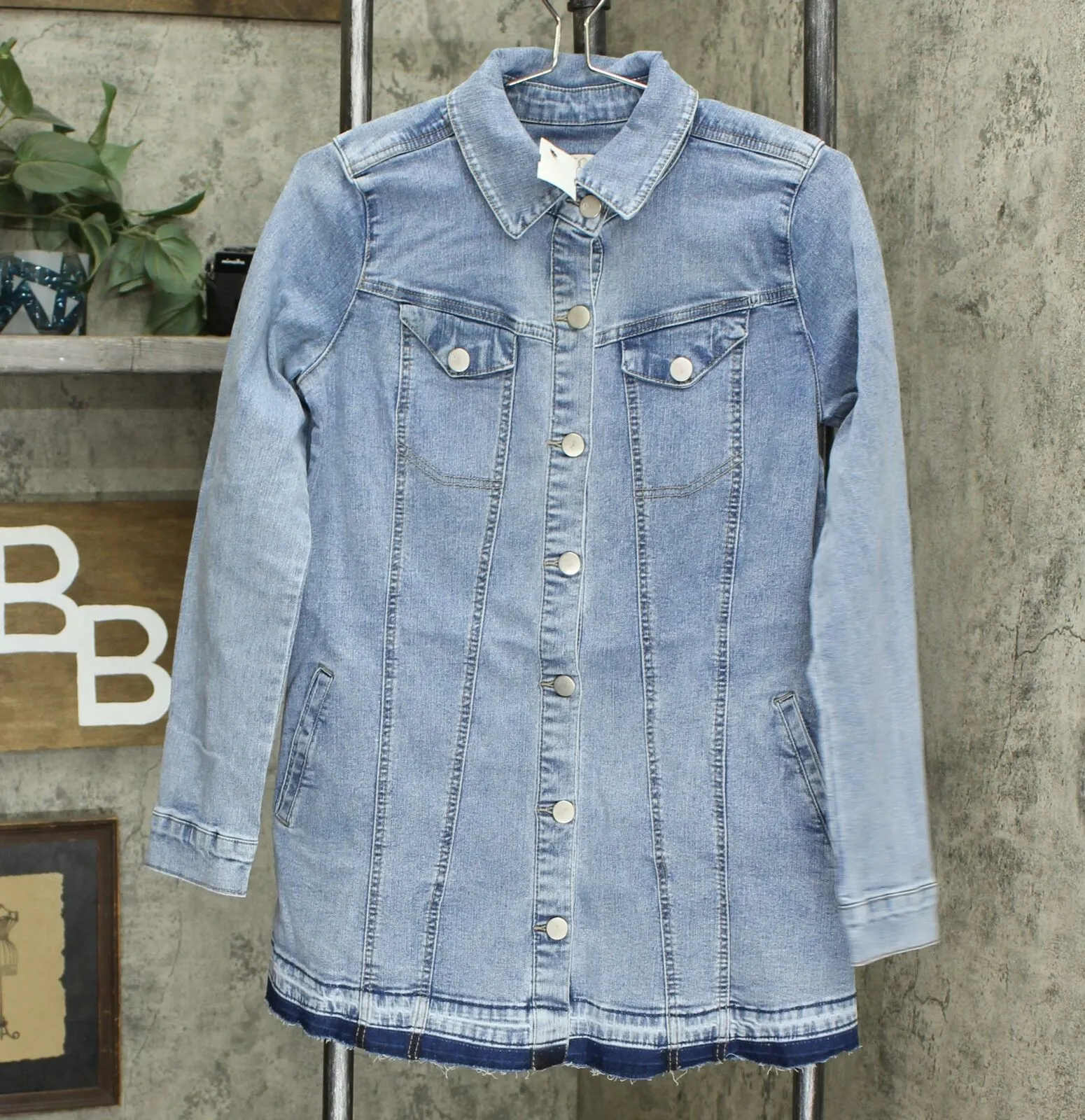 LOGO by Lori Goldstein Button Front Denim Jacket with Released Hem