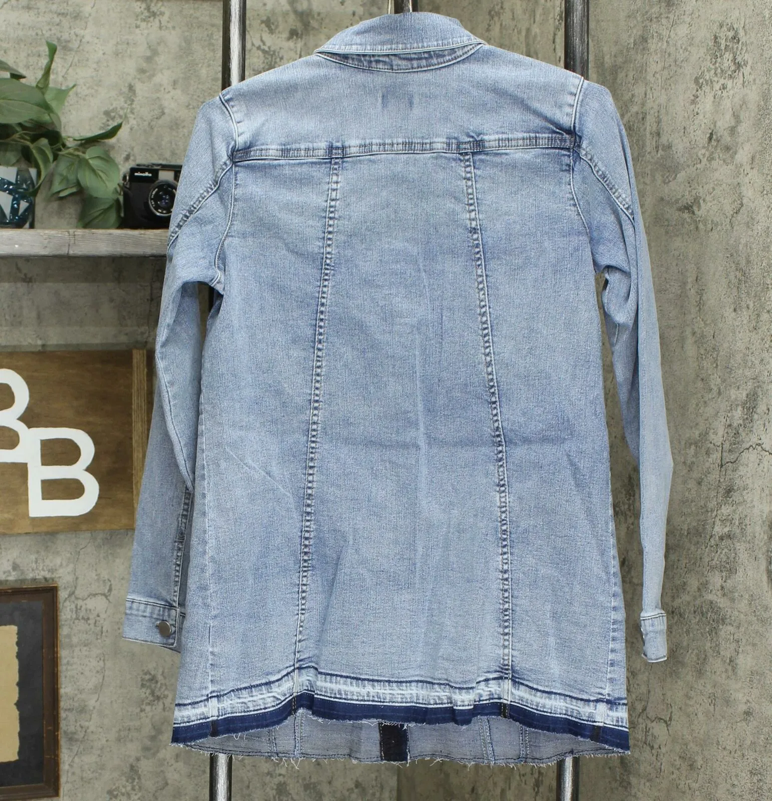 LOGO by Lori Goldstein Button Front Denim Jacket with Released Hem