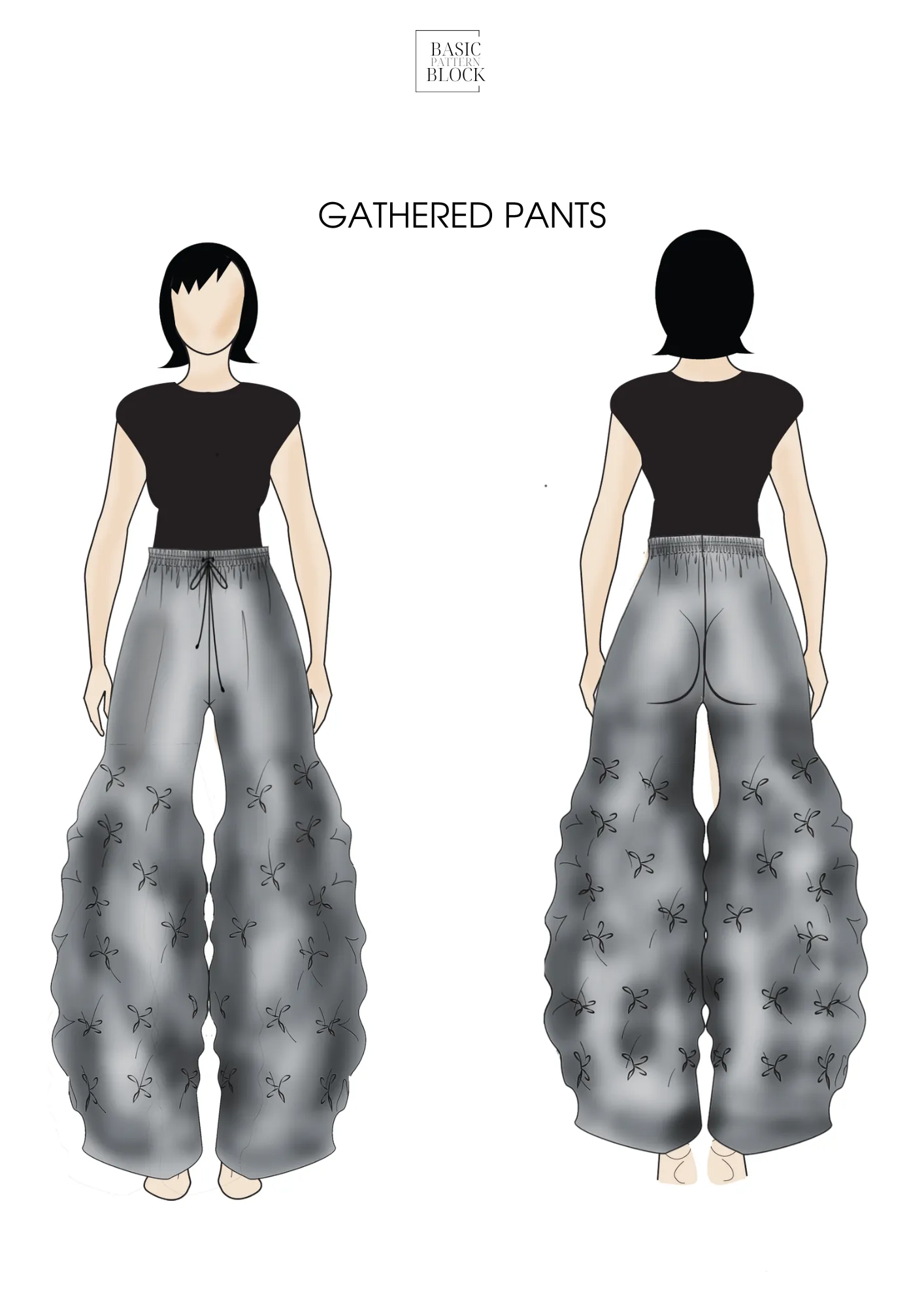 Loose Pants Gathering Stitches | Sewing Pattern