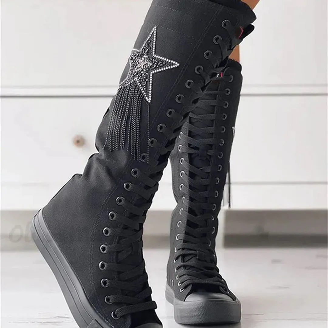 Lore | Leren Kniehoge Sneakers