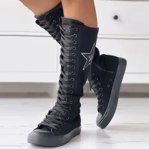 Lore | Leren Kniehoge Sneakers