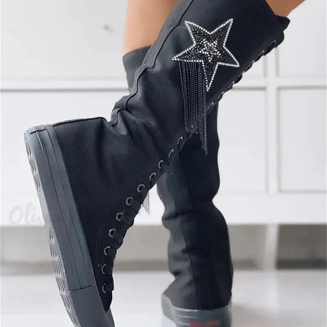 Lore | Leren Kniehoge Sneakers