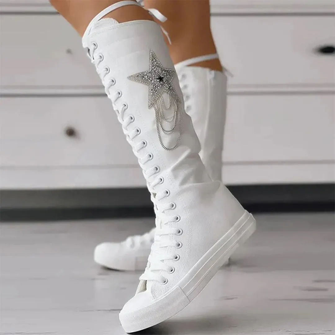 Lore | Leren Kniehoge Sneakers
