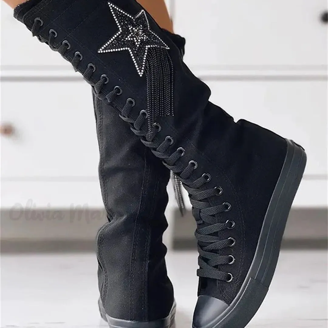 Lore | Leren Kniehoge Sneakers