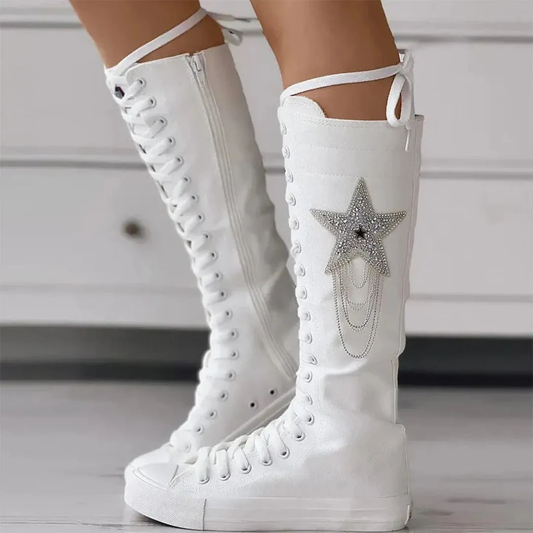 Lore | Leren Kniehoge Sneakers