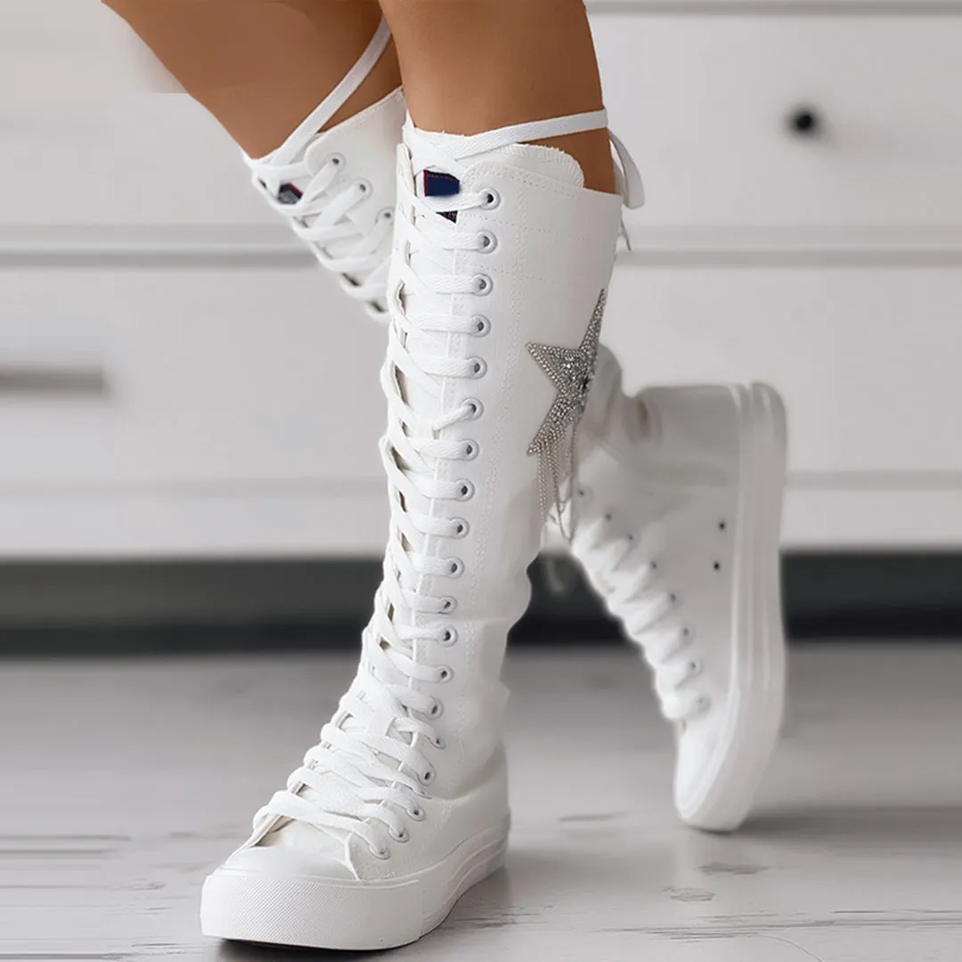 Lore | Leren Kniehoge Sneakers