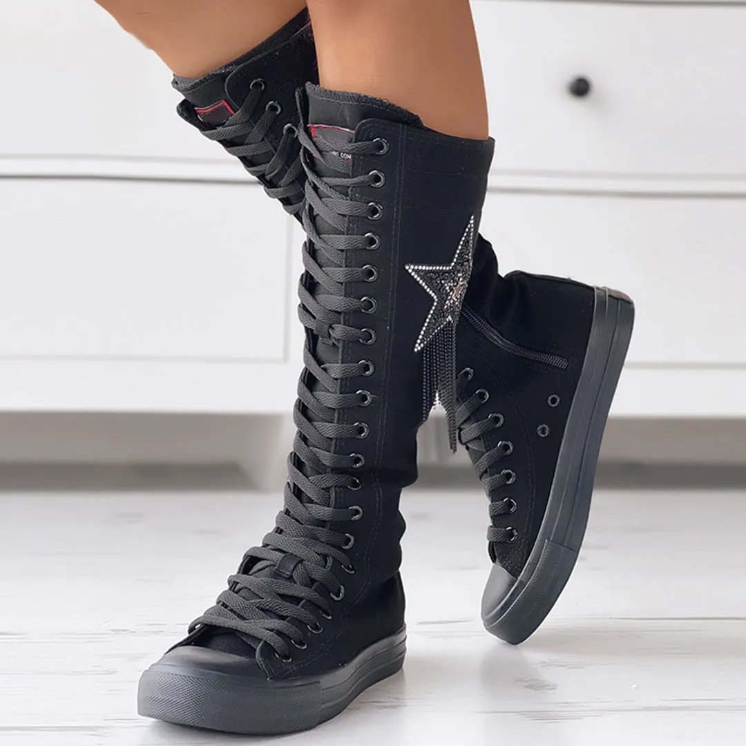 Lore | Leren Kniehoge Sneakers