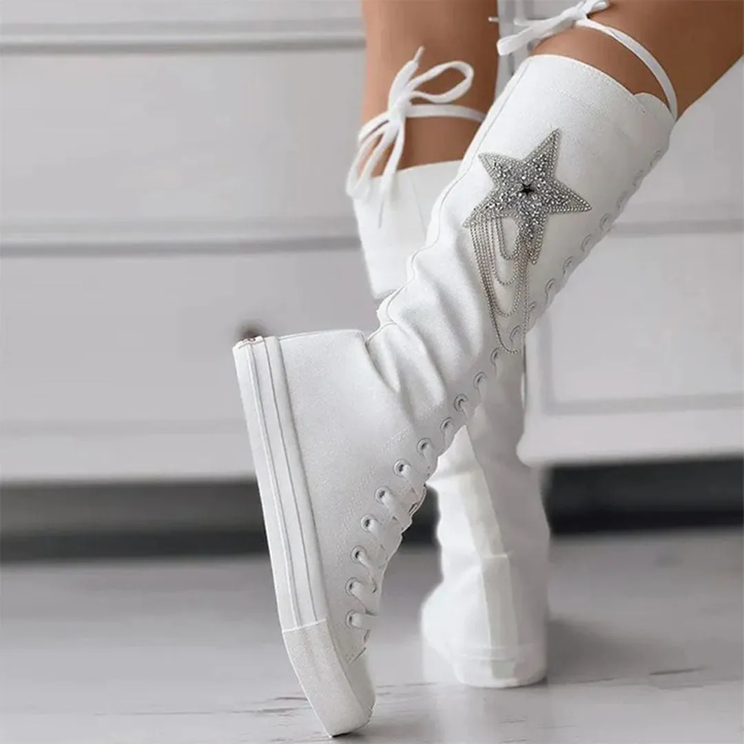 Lore | Leren Kniehoge Sneakers
