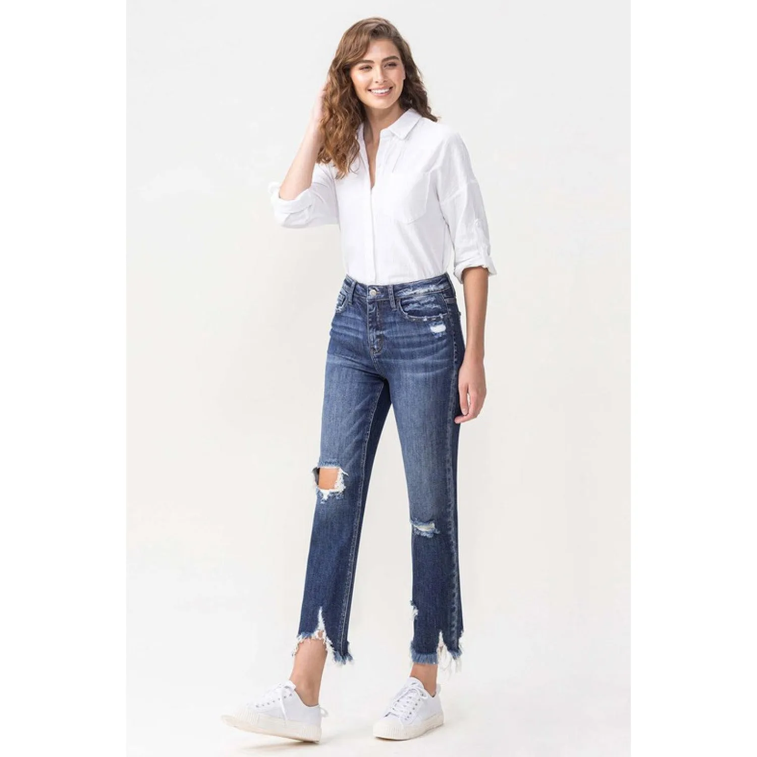 Lovervet Jackie Full Size High Rise Crop Straight Leg Jeans