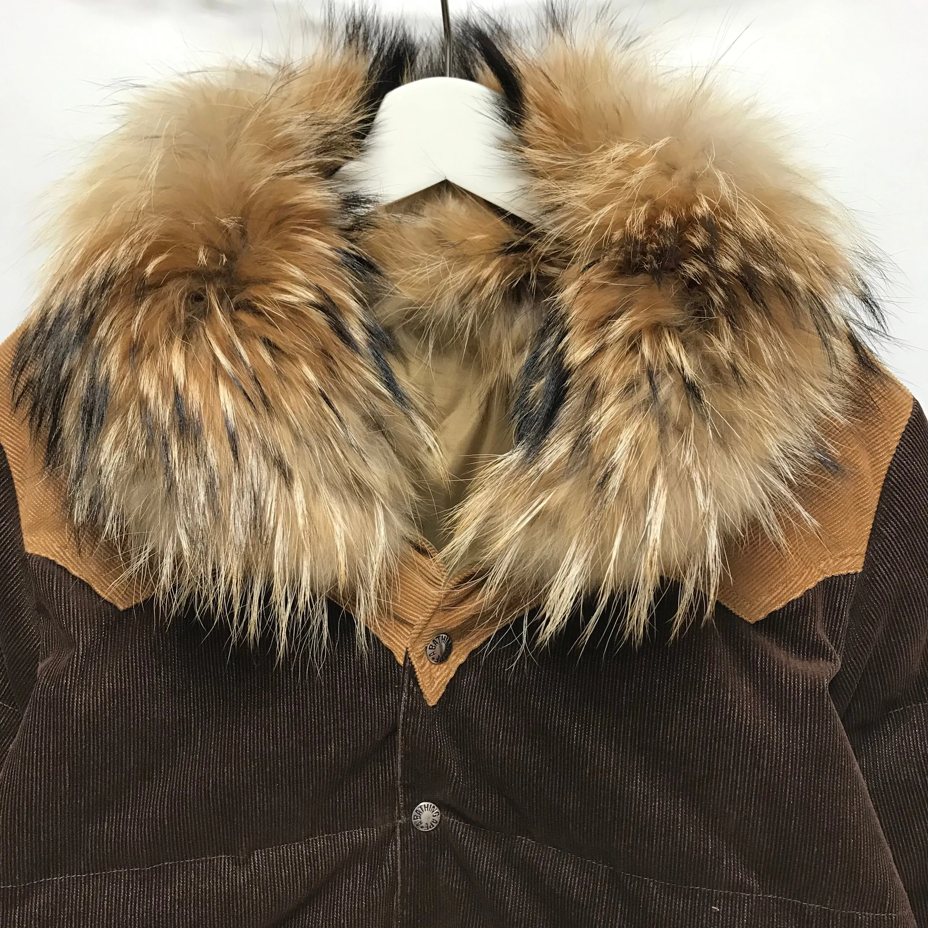 [M] A Bathing Ape Bape Fur Collar Corduroy Down Jacket