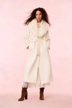 Mahika Wool-Cashmere Faux Fur Collar Coat - OATMEAL