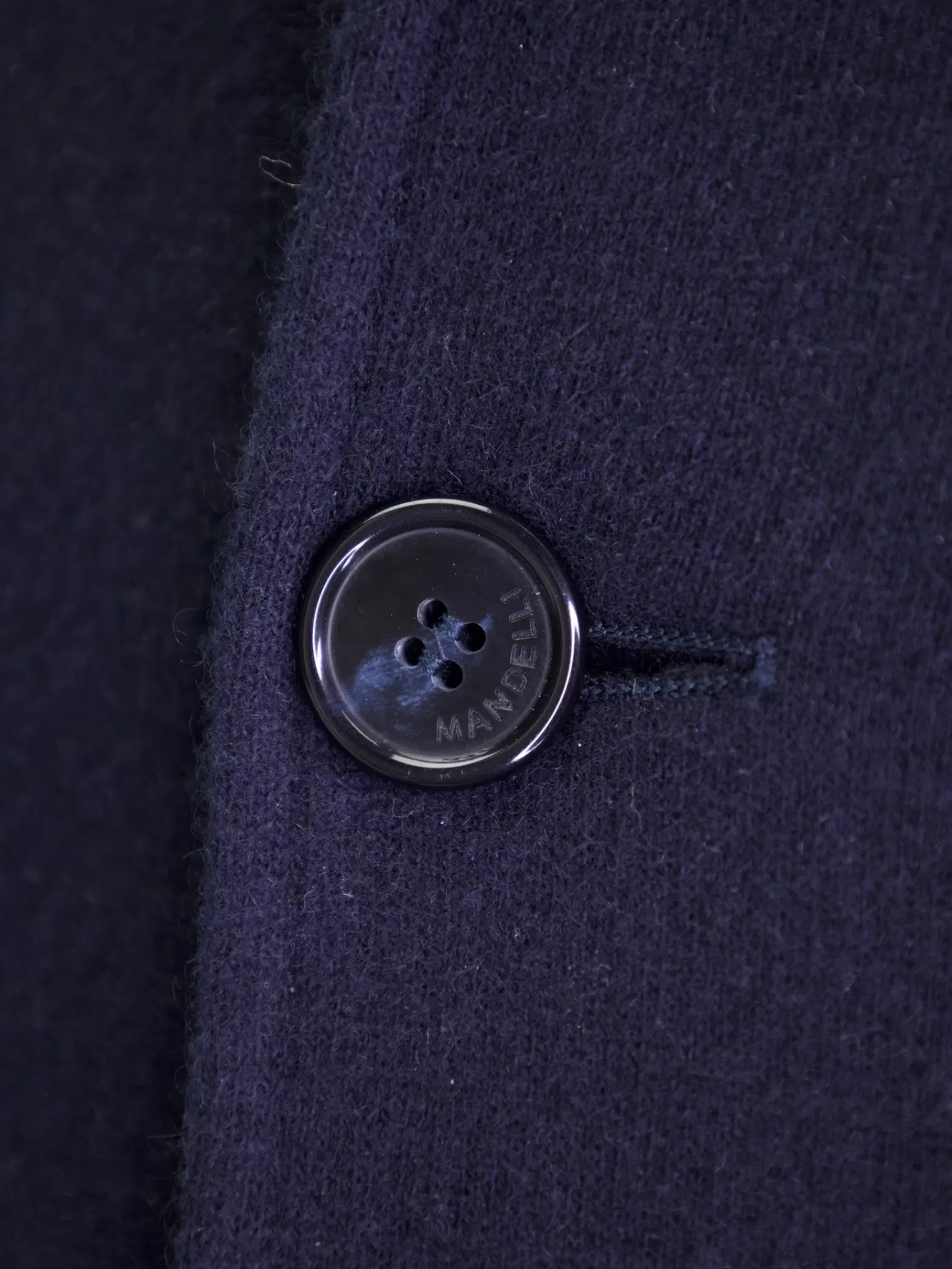 Mandelli Navy Cashmere & Castorino Fur Collar Overcoat