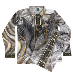 Marble Button Down LS