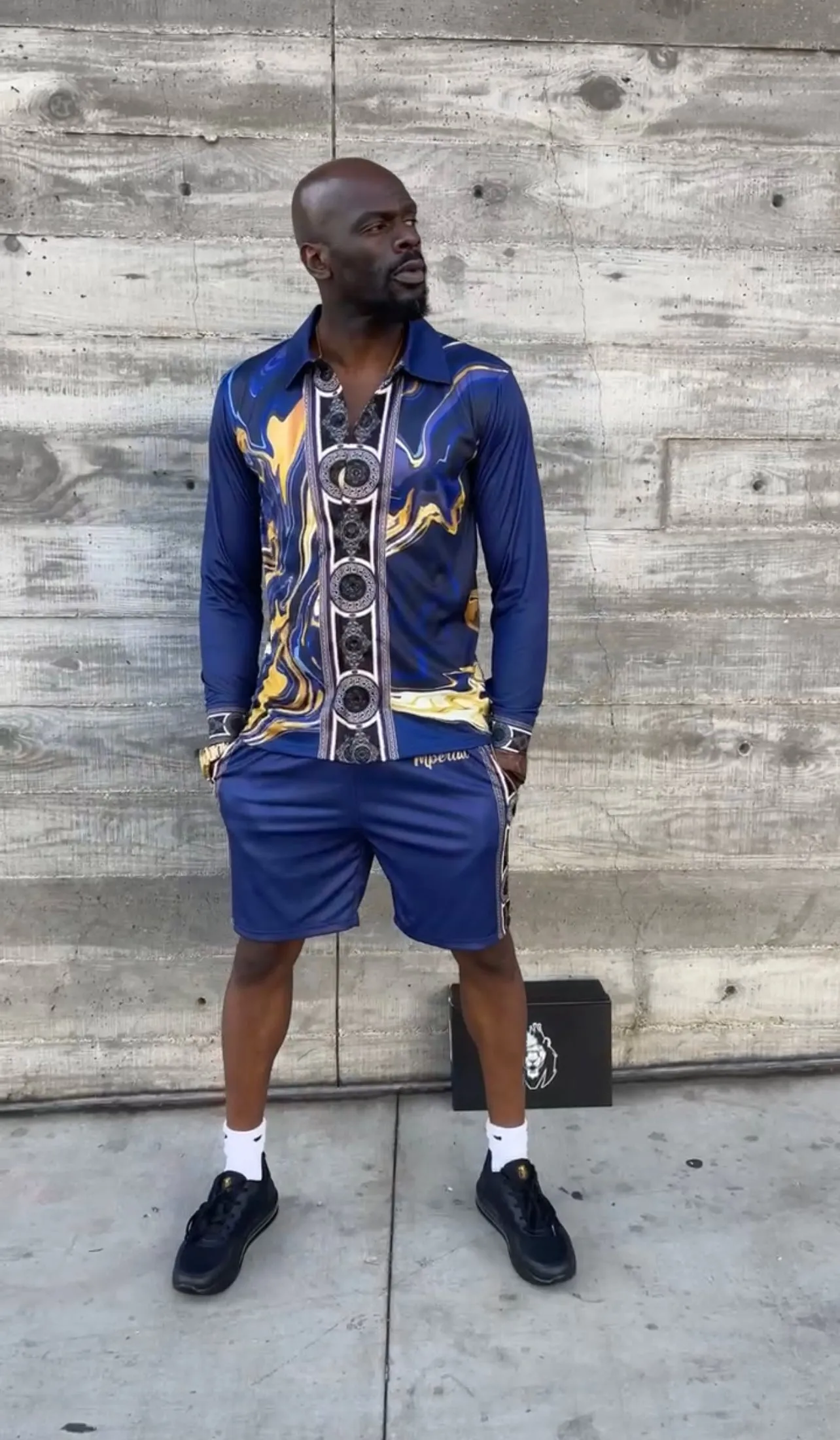 Marble Button Down LS