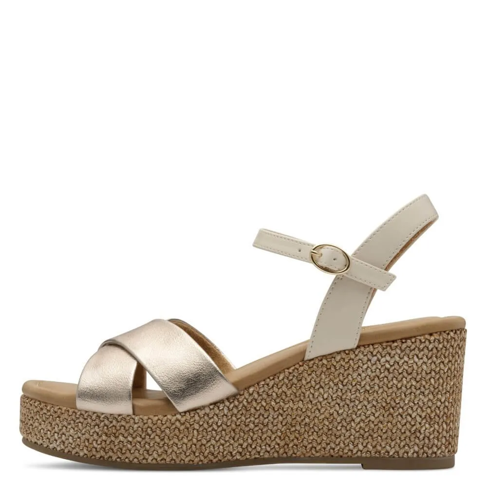 Marco Tozzi Vegan Wedge Sandal 2-28397-PLATINUM