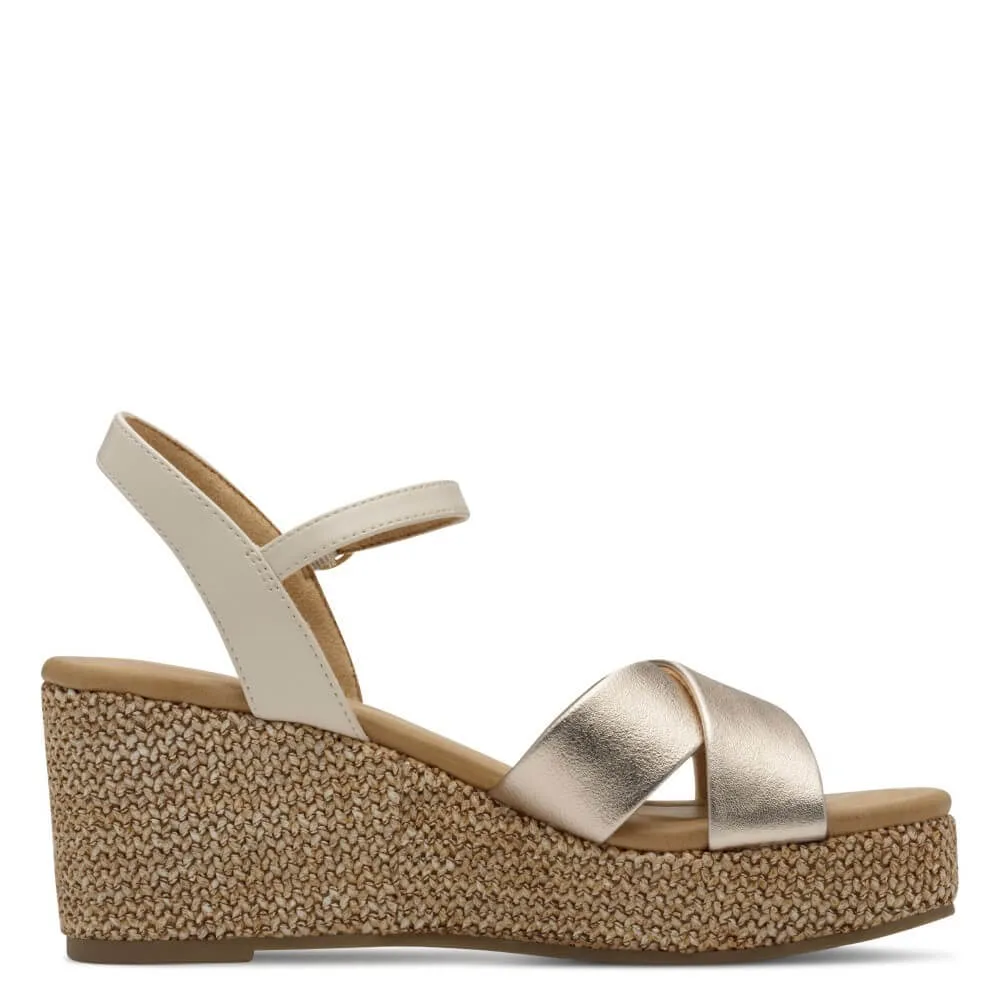 Marco Tozzi Vegan Wedge Sandal 2-28397-PLATINUM