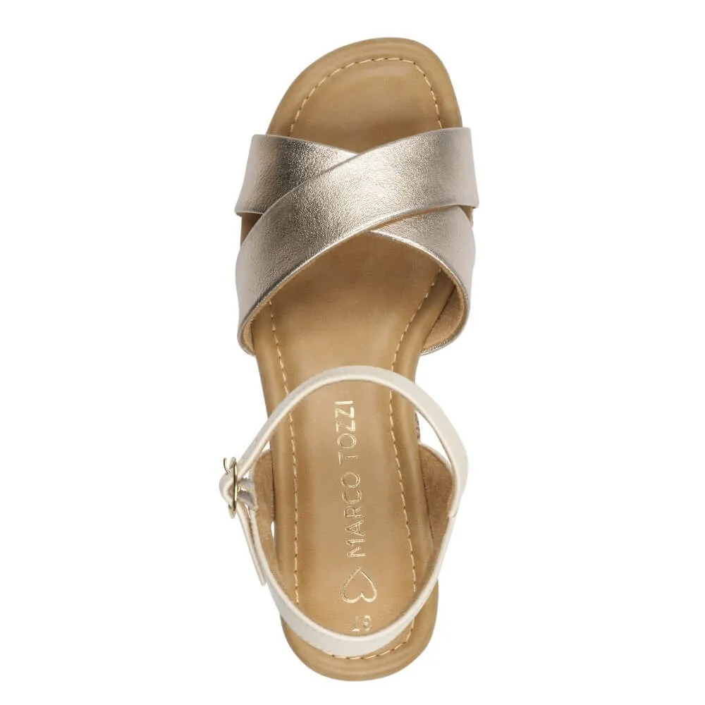 Marco Tozzi Vegan Wedge Sandal 2-28397-PLATINUM