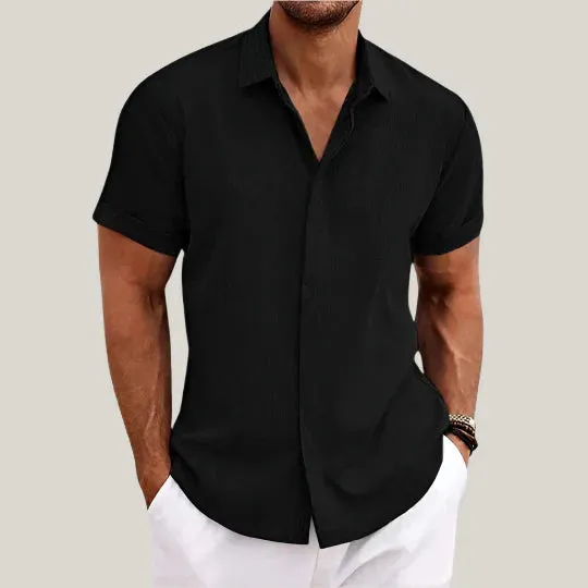 Massimo Shirt | Classic Summer Short Sleeve Shirt in Linen-Look