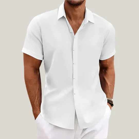 Massimo Shirt | Classic Summer Short Sleeve Shirt in Linen-Look