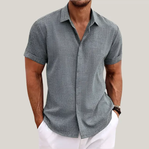 Massimo Shirt | Classic Summer Short Sleeve Shirt in Linen-Look