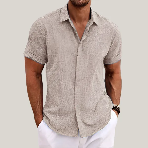 Massimo Shirt | Classic Summer Short Sleeve Shirt in Linen-Look