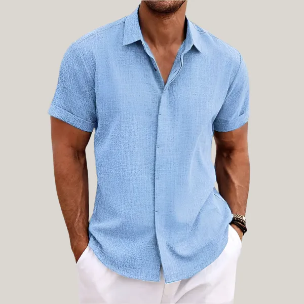 Massimo Shirt | Classic Summer Short Sleeve Shirt in Linen-Look