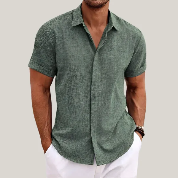 Massimo Shirt | Classic Summer Short Sleeve Shirt in Linen-Look