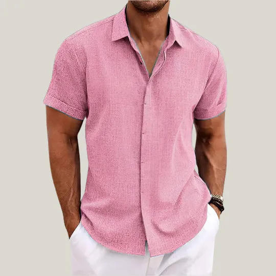 Massimo Shirt | Classic Summer Short Sleeve Shirt in Linen-Look