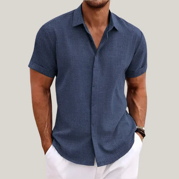 Massimo Shirt | Classic Summer Short Sleeve Shirt in Linen-Look