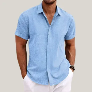 Massimo Shirt | Classic Summer Short Sleeve Shirt in Linen-Look
