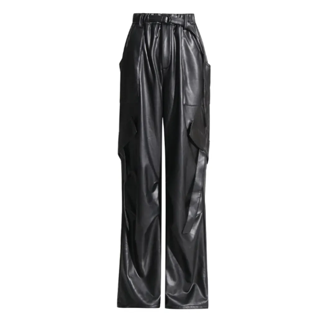 McKay Casual Faux Leather Cargo Pants