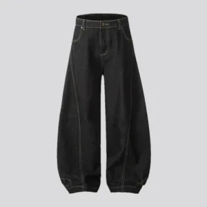 Medium rise barrel shape baggy-fit men's jeans