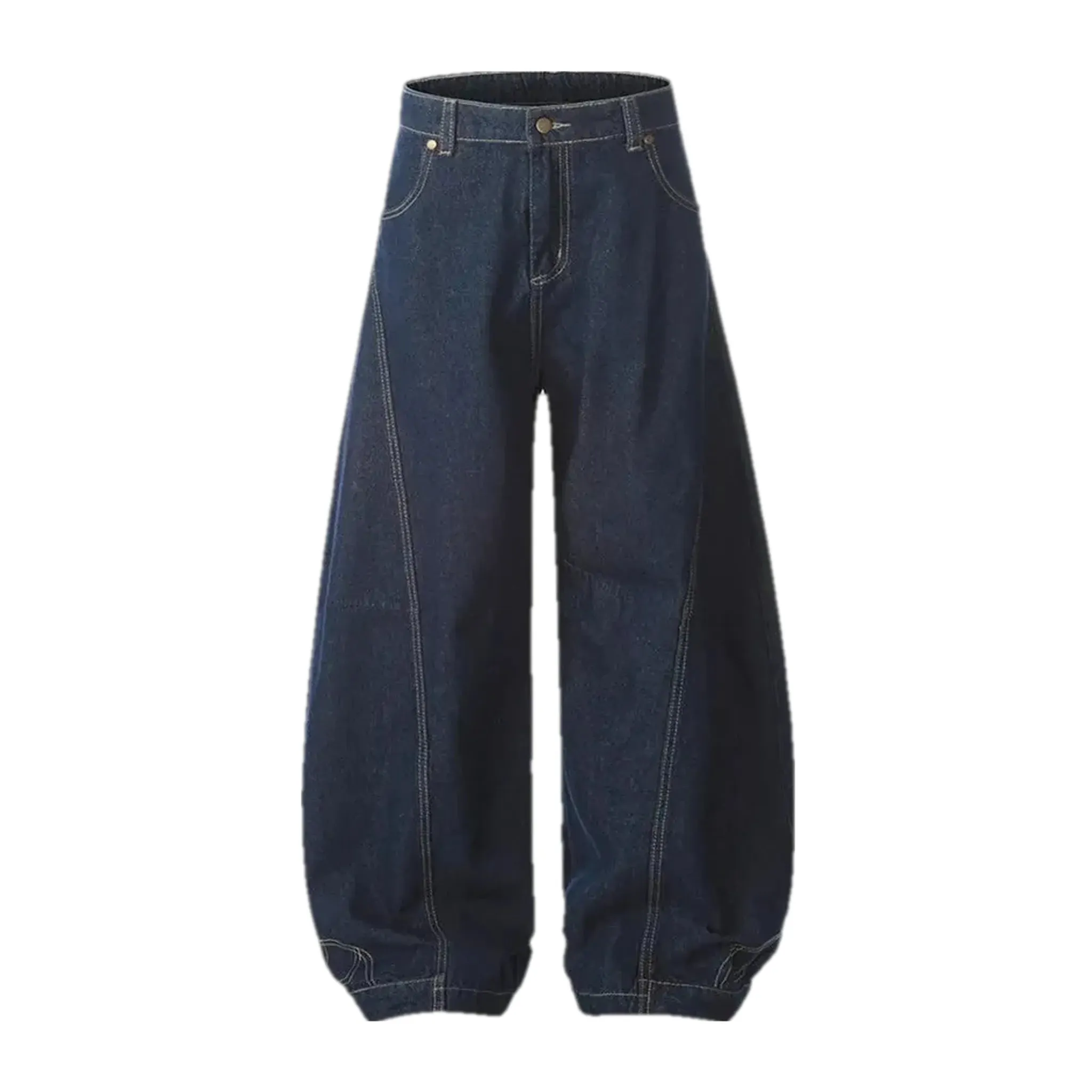 Medium rise barrel shape baggy-fit men's jeans