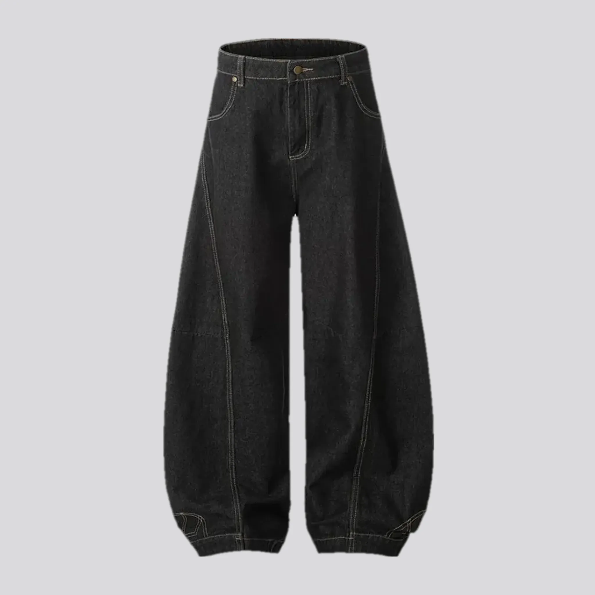 Medium rise barrel shape baggy-fit men's jeans