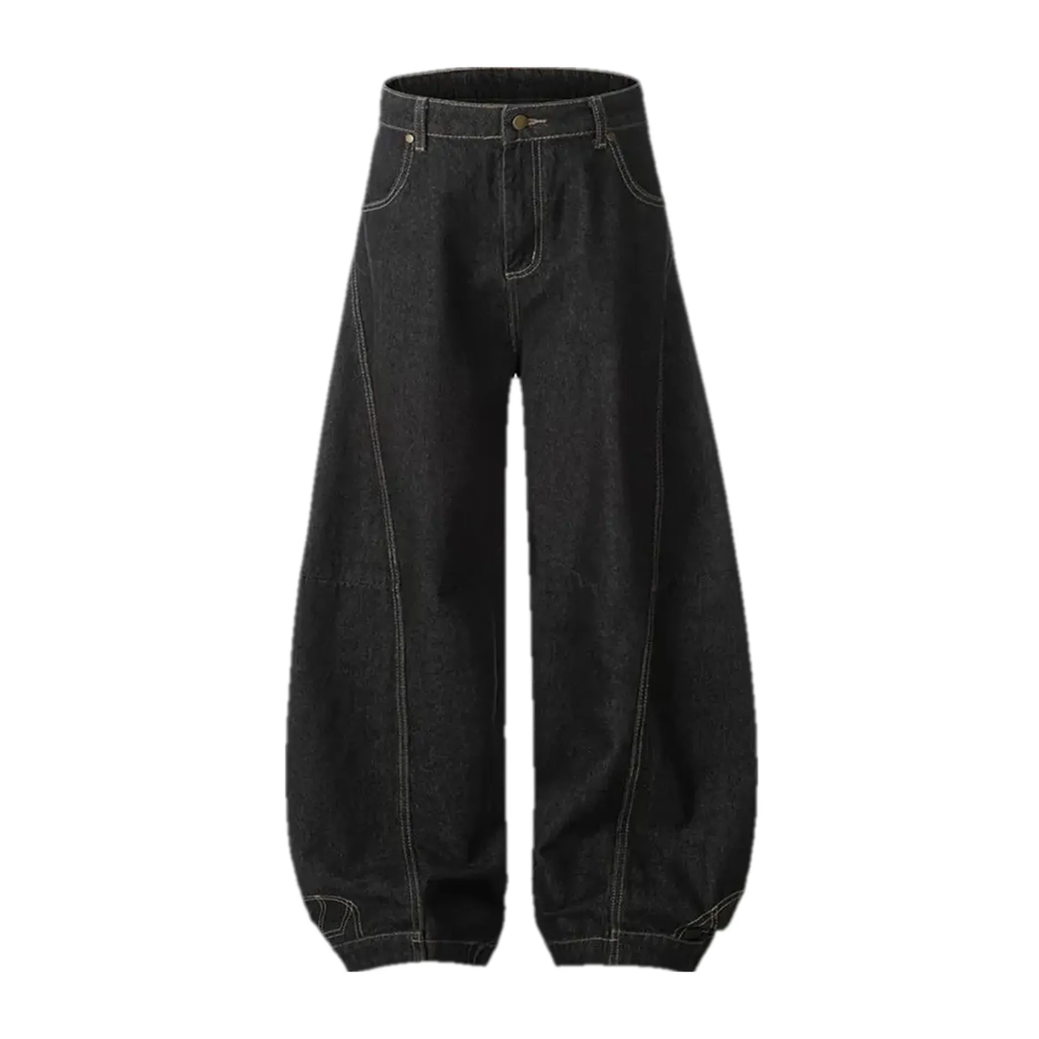 Medium rise barrel shape baggy-fit men's jeans