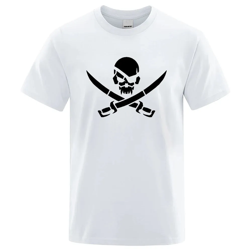 Men Pirate Skull Funny Print T-Shirts