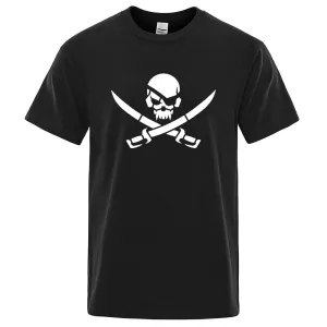 Men Pirate Skull Funny Print T-Shirts