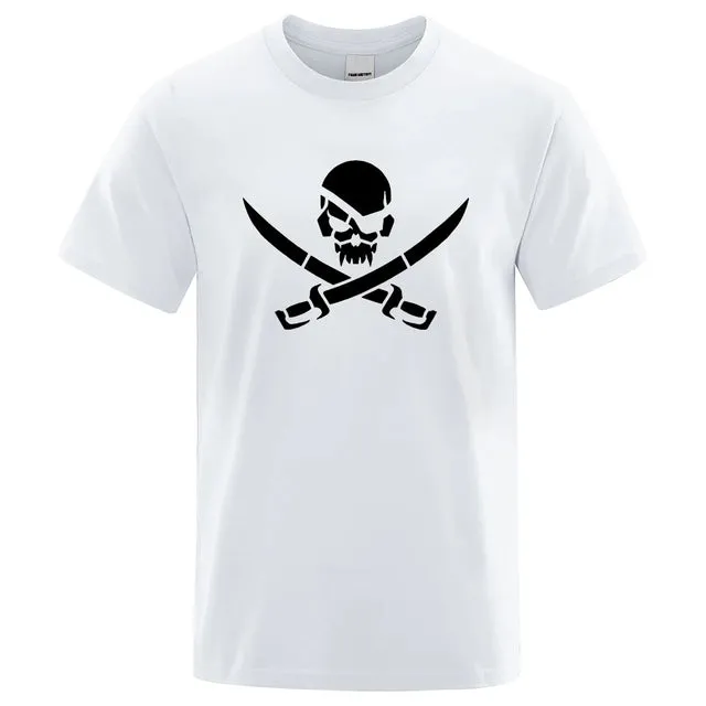 Men Pirate Skull Funny Print T-Shirts