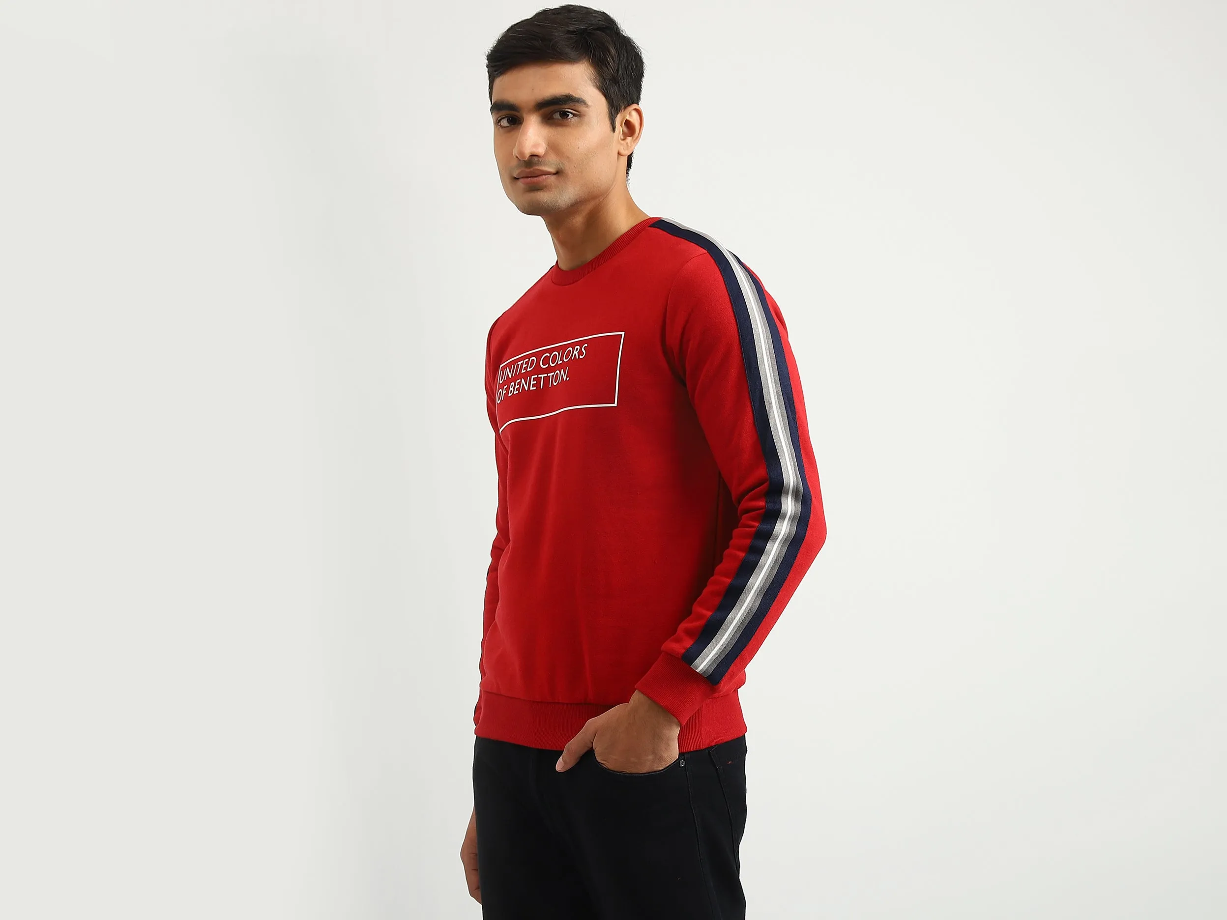 Men Printed Round Neck Sweatshirt