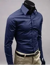 Men Shirt British Style Business Long-Sleeve Male Slim fit Casual Shirts Men's Clothing White Black wine Shirts men