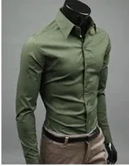 Men Shirt British Style Business Long-Sleeve Male Slim fit Casual Shirts Men's Clothing White Black wine Shirts men