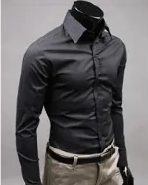 Men Shirt British Style Business Long-Sleeve Male Slim fit Casual Shirts Men's Clothing White Black wine Shirts men