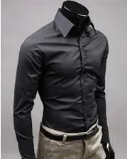 Men Shirt British Style Business Long-Sleeve Male Slim fit Casual Shirts Men's Clothing White Black wine Shirts men
